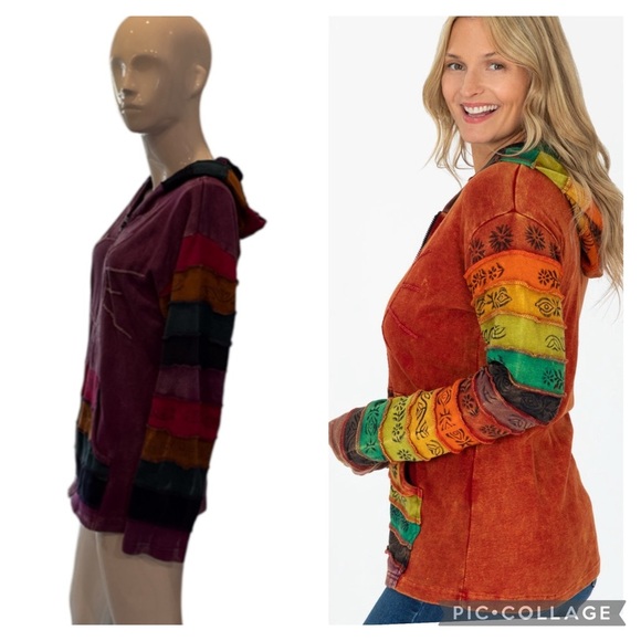 Greater Good Sunshine Dream Purple Multi  Patchwork Cotton Hoodie Size M - Picture 2 of 13